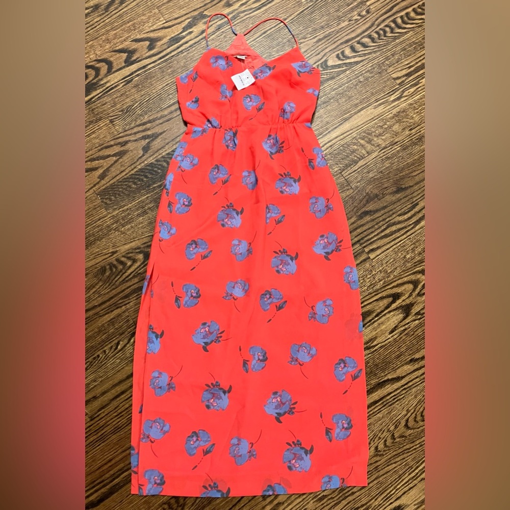 J. Crew Red, Purple and Blue Floral Dress, never worn.
